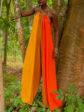 Load image into Gallery viewer, Women's Fashion Loose Contrast Color Backless Suspender Jumpsuit
