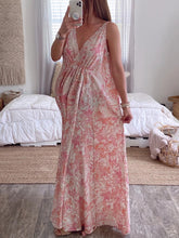 Load image into Gallery viewer, Maternity Sexy V-Neck Cutout Backless Printed Sleeveless Dress