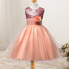 Load image into Gallery viewer, Sequin Maxi Dress Flower Belt Mesh Tutu
