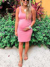Load image into Gallery viewer, Solid Color Slim Sleeveless Simple Maternity Dress