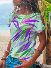 Load image into Gallery viewer, Striped Leaf Strapless T-shirt Top Women