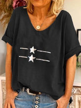 Load image into Gallery viewer, Round Neck Star Print Women's Tops
