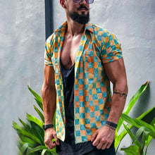 Load image into Gallery viewer, Square Color Matching Lapel Men's Tops