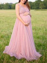 Load image into Gallery viewer, Maternity Fashion Elegant Chiffon Stitching Sleeveless Evening Dress