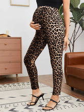 Load image into Gallery viewer, Leopard Print High Waist Stretch Maternity Bottoms