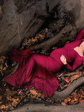 Load image into Gallery viewer, Maternity Elegant Solid Color V-neck Fishtail Photo Dress
