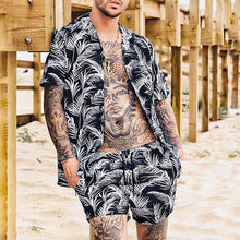 Load image into Gallery viewer, Beach Holiday Leaf Print Casual Suit Men