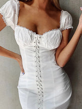 Load image into Gallery viewer, Sexy Square Collar Lace Backless Mini Dress