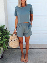 Load image into Gallery viewer, Round Neck Knitted Casual Suit Female Summer