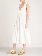 Load image into Gallery viewer, Women's Fashion White Bandage V-Neck Stitching Maxi Dress