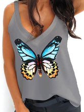 Load image into Gallery viewer, Butterfly Print V-neck Top Loose T-shirt
