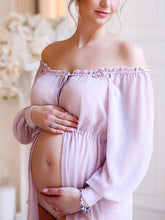 Load image into Gallery viewer, Maternity Elegant Solid Color Strapless Photo Dress