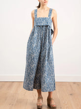 Load image into Gallery viewer, Women's Fashion Blue Floral Stitching Sleeveless Jumpsuit