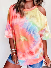 Load image into Gallery viewer, Tie Dye V-neck Short-sleeved T-shirt Women