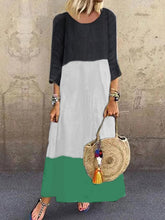 Load image into Gallery viewer, Women's Casual Loose Colorblock Long Dress