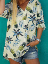 Load image into Gallery viewer, Women's Casual Pineapple Print V-Neck Long-Sleeved Shirt