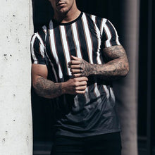 Load image into Gallery viewer, Men's Vertical Stripes Contrast Color Casual T-Shirt