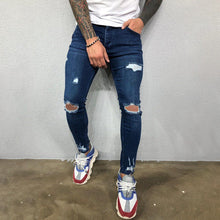 Load image into Gallery viewer, Men's Ripped Torn Stretch-Leg Jeans