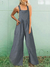 Load image into Gallery viewer, Women's Casual Striped Pocket Sling Jumpsuit