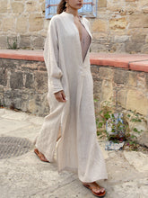 Load image into Gallery viewer, Women's Cotton And Linen V-Neck Loose Side Slit Long Dress