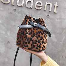 Load image into Gallery viewer, Leopard Print Bucket Fur Shoulder Women's Bag