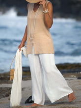 Load image into Gallery viewer, V-neck Cotton and Linen Sleeveless Casual Plus Size Suit