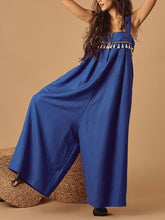 Load image into Gallery viewer, Women's Back Band Loose Straight Tassel Jumpsuit