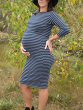 Load image into Gallery viewer, Maternity Casual Striped 3/4 Sleeve Nursing Dress