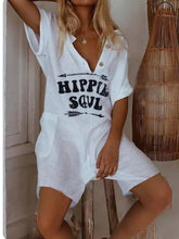 Load image into Gallery viewer, Cotton Linen Letters Printed Loose Women's Jumpsuits