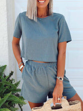 Load image into Gallery viewer, Round Neck Knitted Casual Suit Female Summer