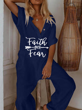 Load image into Gallery viewer, Women's Letter Printed Short Sleeve Casual Jumpsuit