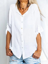 Load image into Gallery viewer, Solid Color Casual Button Loose Long Sleeve Top
