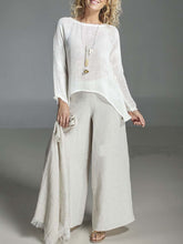 Load image into Gallery viewer, Round Neck Long Sleeve Loose Cotton and Linen Suit