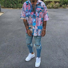 Load image into Gallery viewer, Printed Lapel Button Casual Men's Shirt