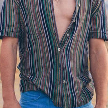 Load image into Gallery viewer, Striped Stitching Lapel Men's Tops