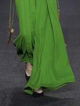 Load image into Gallery viewer, Women's Green Chiffon Pleated Loose Jumpsuit
