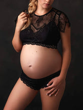 Load image into Gallery viewer, Maternity Elegant Solid Color Lace Photo Clothing Bodysuit