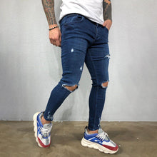 Load image into Gallery viewer, Men's Ripped Torn Stretch-Leg Jeans