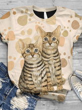 Load image into Gallery viewer, Cat Flower Vintage Print T-shirt