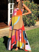 Load image into Gallery viewer, Women's Fashion Print Round Neck Sleeveless Holiday Dress