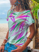 Load image into Gallery viewer, Striped Leaf Strapless T-shirt Top Women