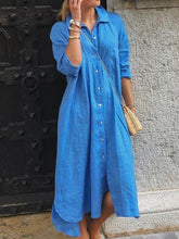 Load image into Gallery viewer, Solid Color Lapel Long Shirt Women's Dress