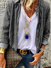Load image into Gallery viewer, Cardigan Jacket Long Sleeve Striped Shirt Ladies