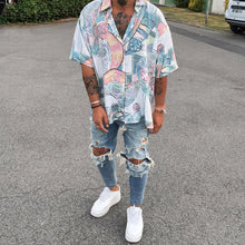 Load image into Gallery viewer, Printed Lapel Button Casual Men's Shirt