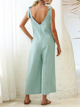 Load image into Gallery viewer, Women's Tied Bandwidth Straight Solid Solid Siamese Jumpsuit