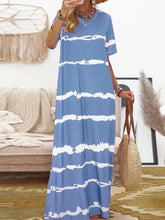 Load image into Gallery viewer, Printed Striped Long V-Neck Dress Women