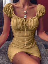 Load image into Gallery viewer, Women's Solid Color Pleated Sexy Lace Bodycon Dress