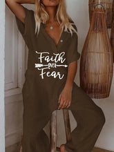 Load image into Gallery viewer, Women's Letter Printed Short Sleeve Casual Jumpsuit