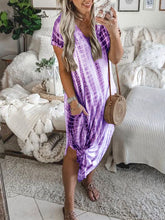Load image into Gallery viewer, Printed V-neck Loose Large Size Irregular Long Skirt
