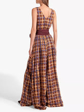 Load image into Gallery viewer, Women's Fashion Check Bow Tie Jumpsuit